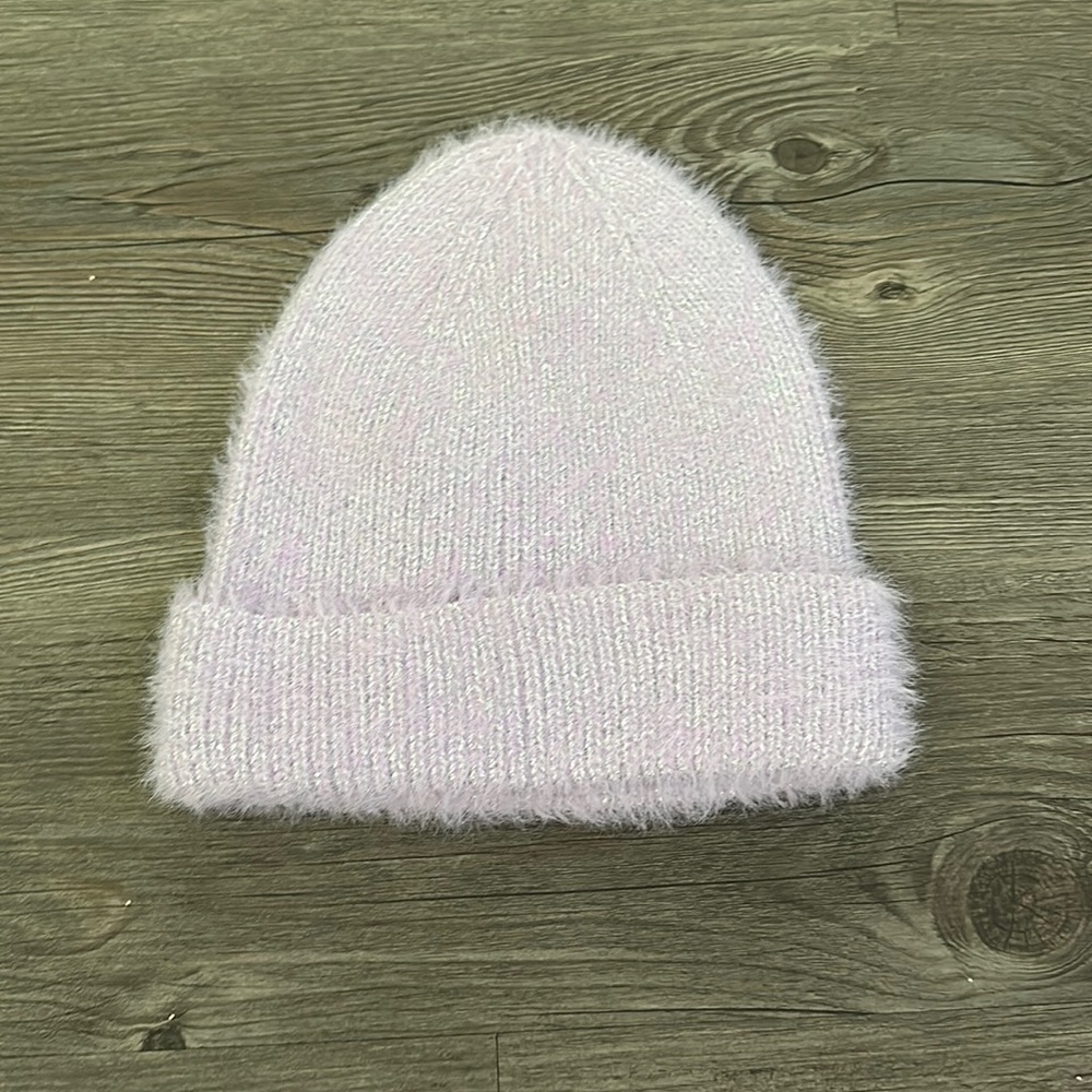 FUZZY PURPLE METALLIC BEANIE